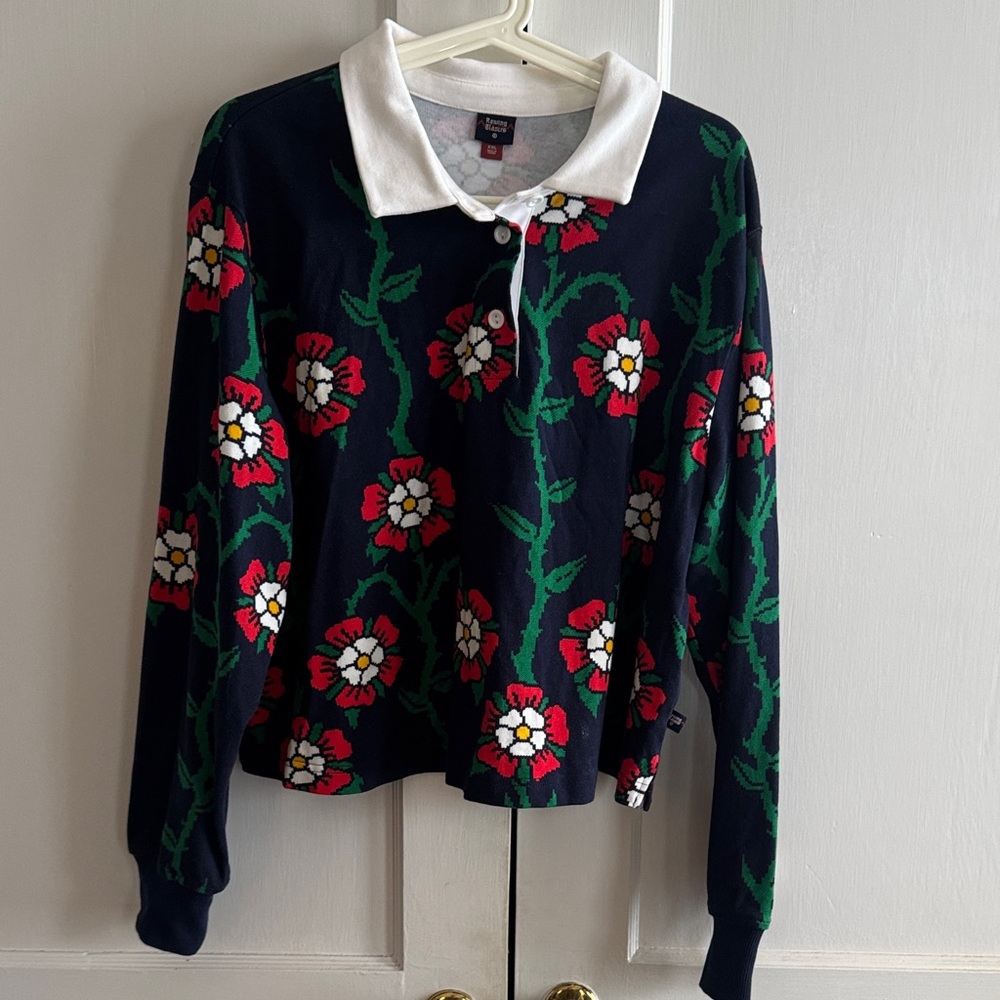 Floral Collared Jersey / Sweater